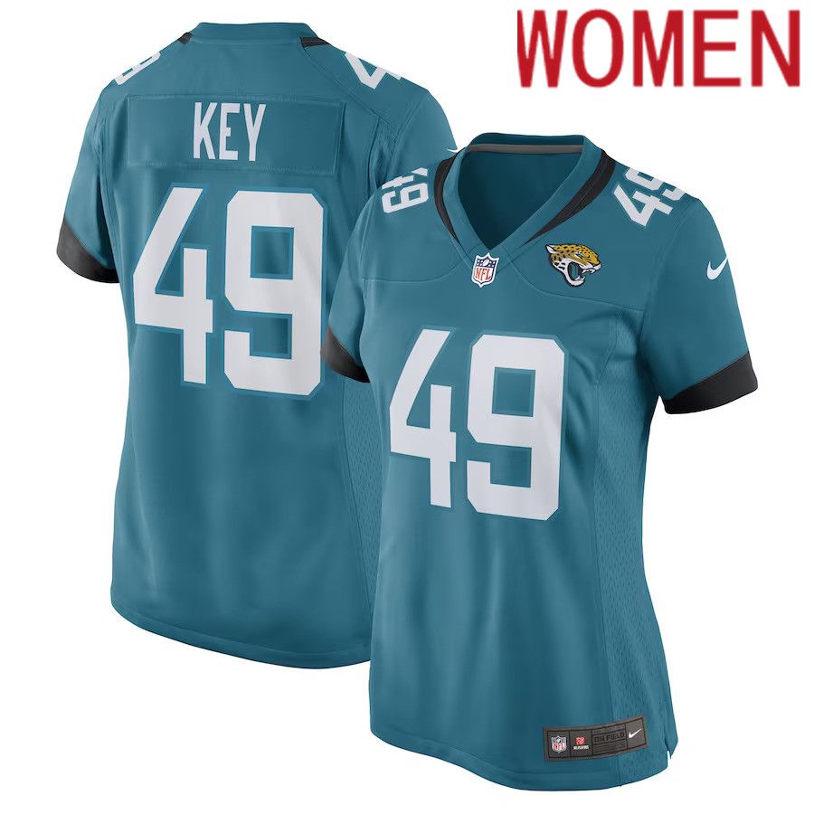 Women Jacksonville Jaguars #49 Arden Key Nike Teal Game Player NFL Jersey->women nfl jersey->Women Jersey